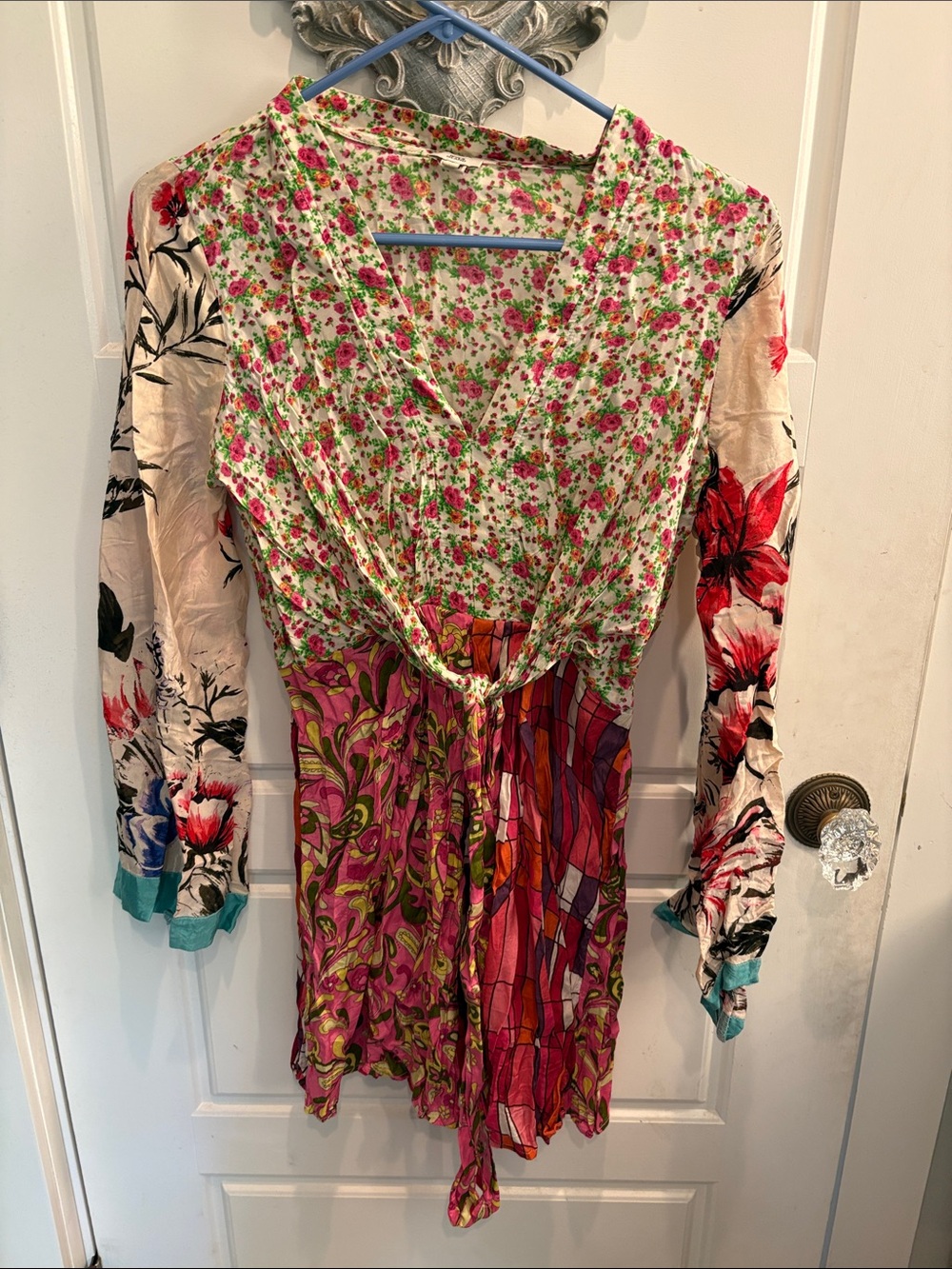 River Island Multicolor Floral Patchwork Long-Sleeve Dress
